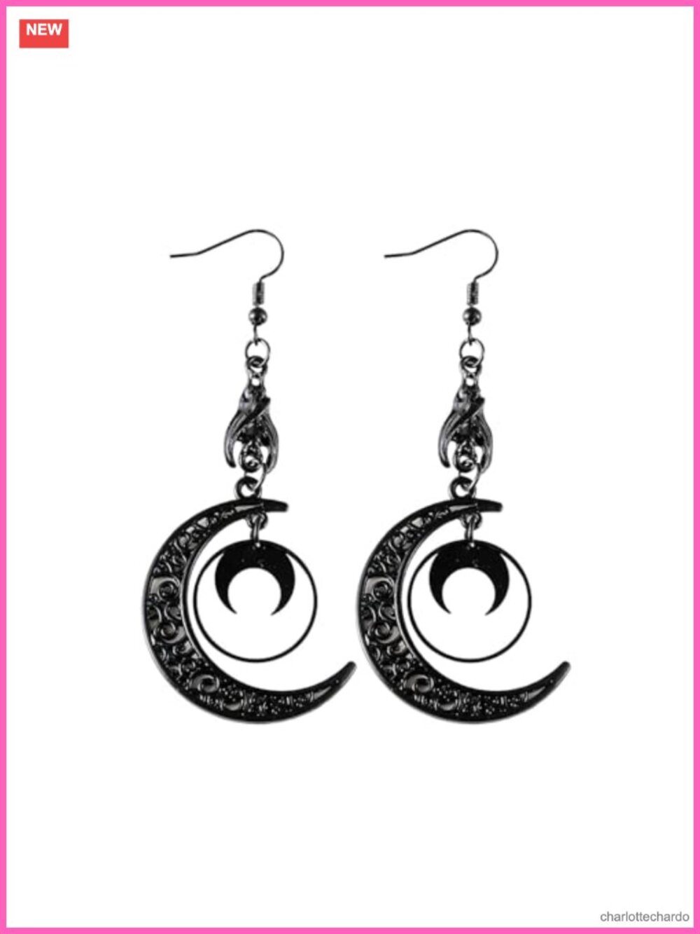 Gothic Dangle Moon Earrings for Women Witchy Crystal Vampire Halloween Jewelry